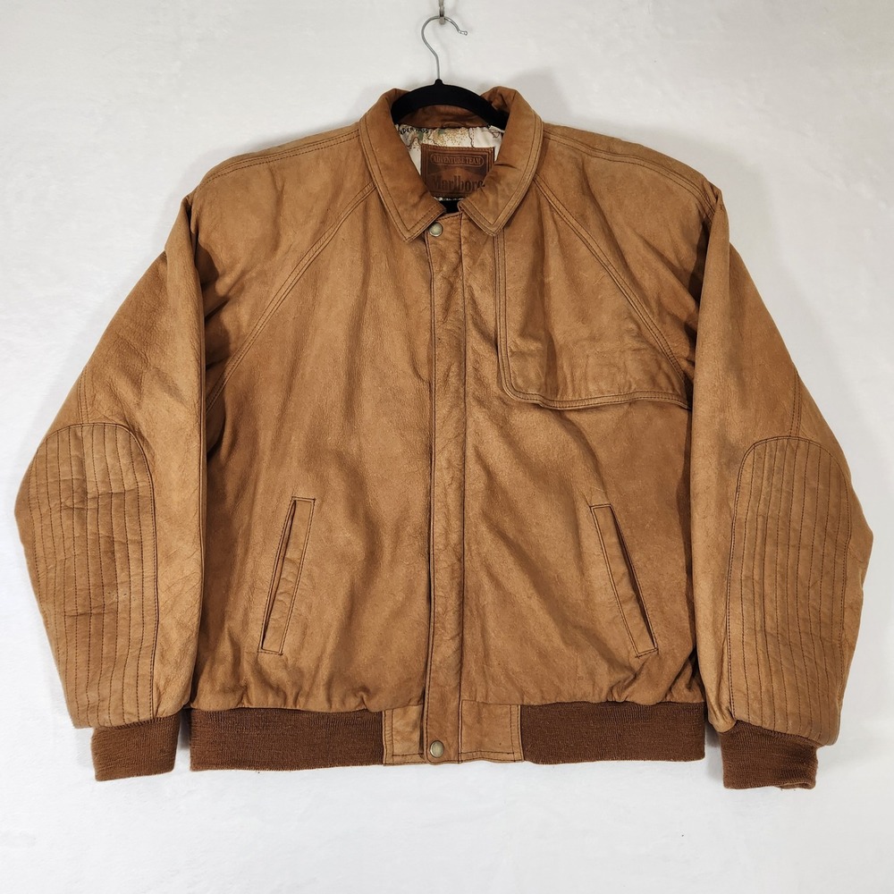 Vintage Marlboro Adventure Team Leather Bomber Jacket Brown Men's Medium Map